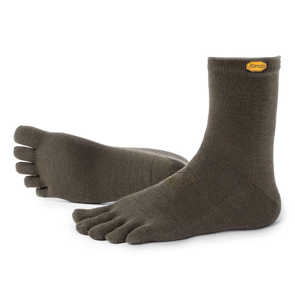 Calcetines Vibram 5TOE Crew Lana Mujer Verdes | MX_H38