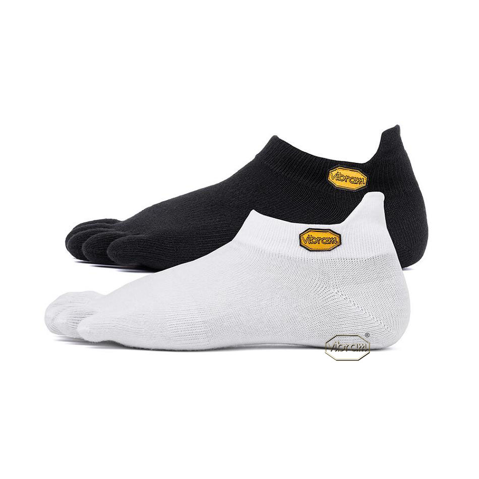 Calcetines Vibram 5TOE No Show 2 Pack Hombre Blancos Negros | MX_B64