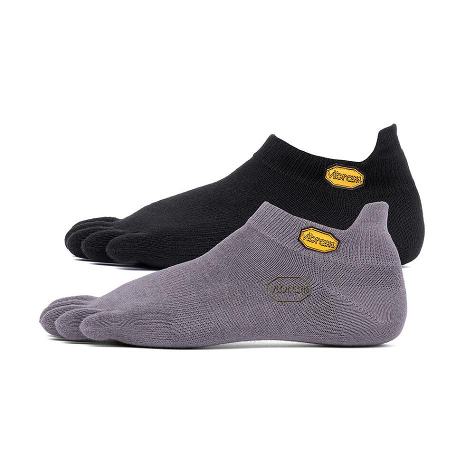 Calcetines Vibram 5TOE No Show 2 Pack Hombre Negros Grises | MX_C41