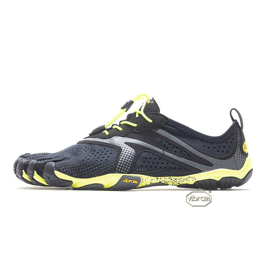 Tenis Running Vibram V-Run Hombre Negros Amarillos | MX_A75