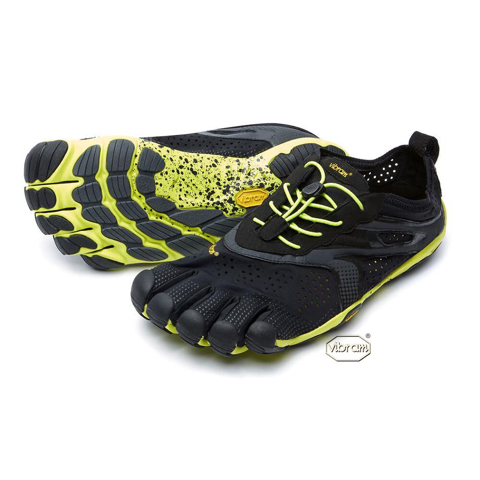 Tenis Running Vibram V-Run Hombre Negros Amarillos | MX_A75